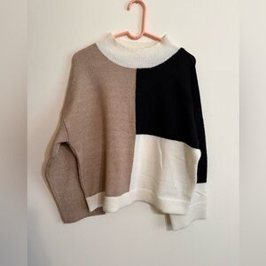 Blu Pepper Tri-Tone Cowl Neck Sweater Wide sleeves size M